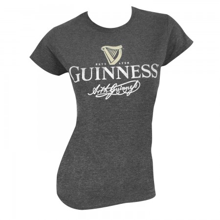 Guinness Logo Dark Heather Grey Ladies Tee Shirt