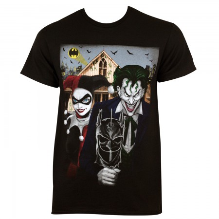 Harley Quinn The Joker Men's Black American Gothic T-Shirt