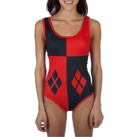 Harley Quinn Ladies Diamond Print Bodysuit