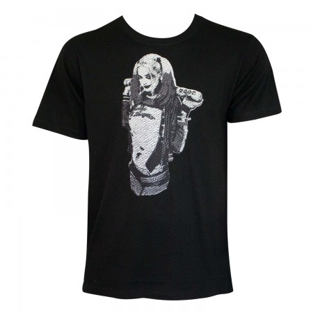 Harley Quinn Men's Black Stitched T-Shirt