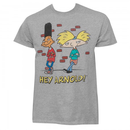 Nicktoons Hey Arnold Men's Grey Characters T-Shirt