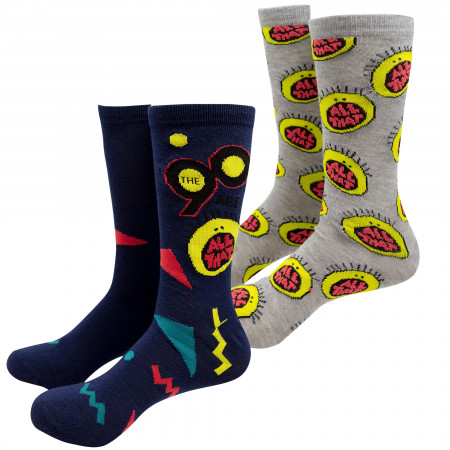 Nickelodeon 2-Pack Black and Grey All That Logo Crew Socks