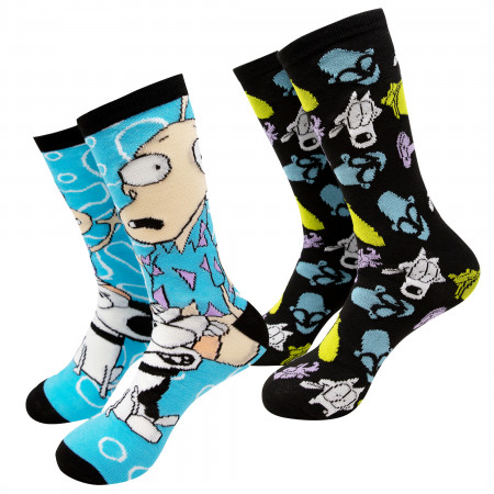 Rocko?s Modern Life Black And Blue 2-Pack Crew Socks