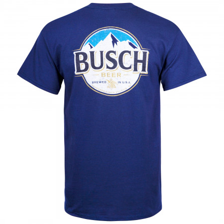 Busch Front And Back Print Blue Pocket Tee Shirt
