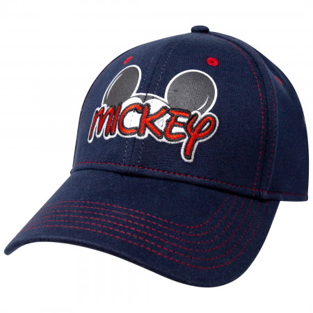 Mickey Mouse Script Logo Blue Disney Adjustable Strapback Hat