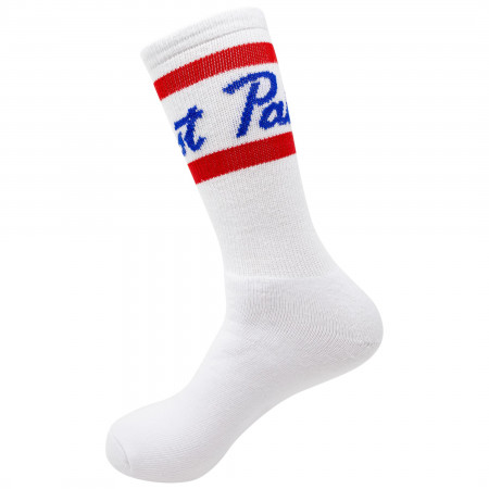 Pabst Blue Ribbon Beer Mid Calf White Socks