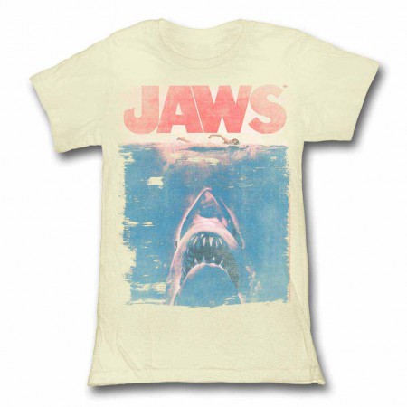 Jaws Fade Off White Juniors TShirt