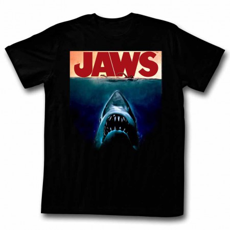 Jaws Poster Again Black TShirt