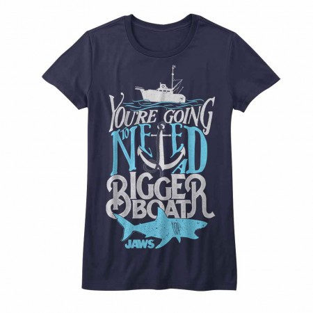 Jaws Typography Blue Juniors TShirt