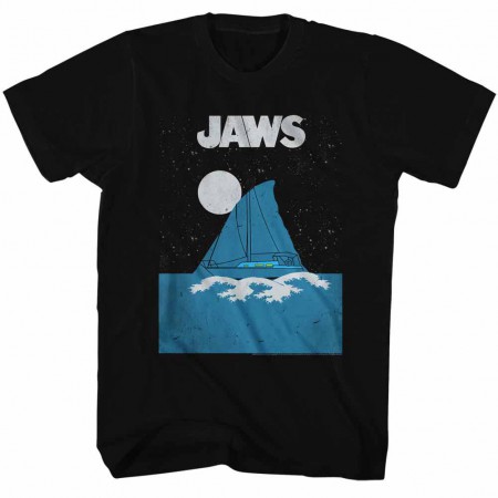 Jaws Jaws Boat Fin Black TShirt