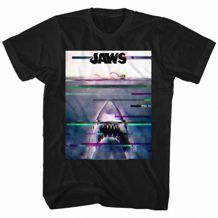 Jaws Glitchy Black TShirt