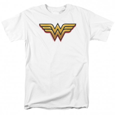 Wonder Woman Airbrushed Logo Men's White T-Shirt
