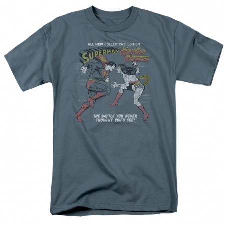 Superman VS Wonder Woman Men's Blue T-Shirt