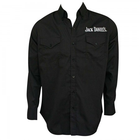 Jack Daniels Long Sleeve Button Up Tie Print Shirt