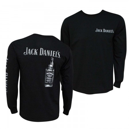 Jack Daniels Men's Black Bottle Print Long sleeve T-Shirt
