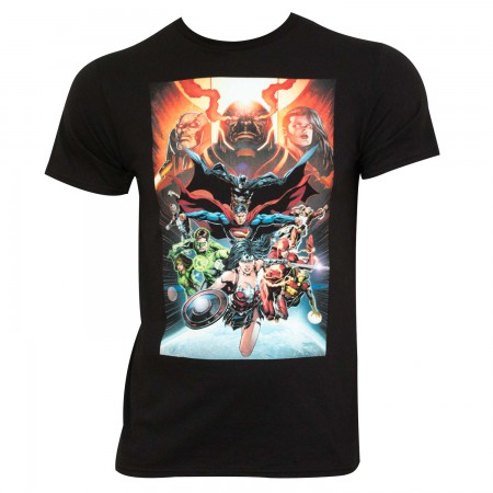 Justice League Men's Black Comic Panel T-Shirt