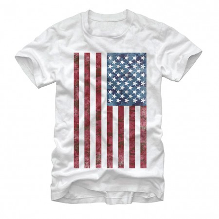 American Flag Patriotic USA White T-Shirt
