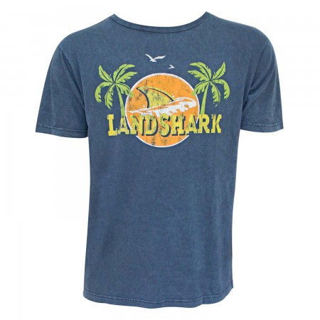 Landshark Lager Navy Blue Palms Logo Tee Shirt