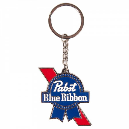 Pabst Blue Ribbon Beer Metal Ribbon Keychain
