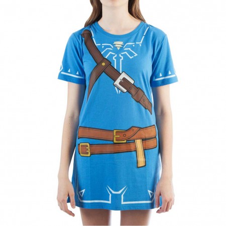 The Legend Of Zelda Women's Blue Breath Of The Wild Tunic Costume Dress