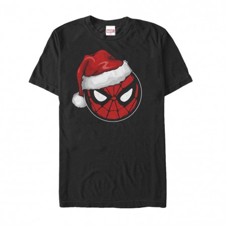 Spider-Man Santa Hat Men's Black T-Shirt