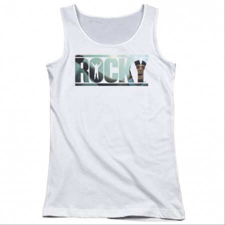 Rocky Cutout Logo White Juniors Tank Top