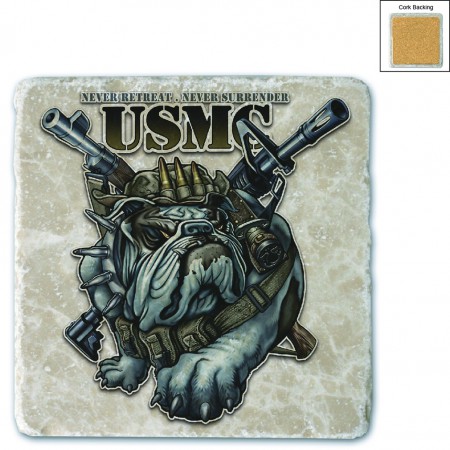 Never Retreat Never Surrender Marine Corps Stone Coaster
