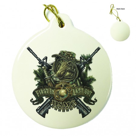 Marine Devil Dog First In Last Out Porcelain Ornament