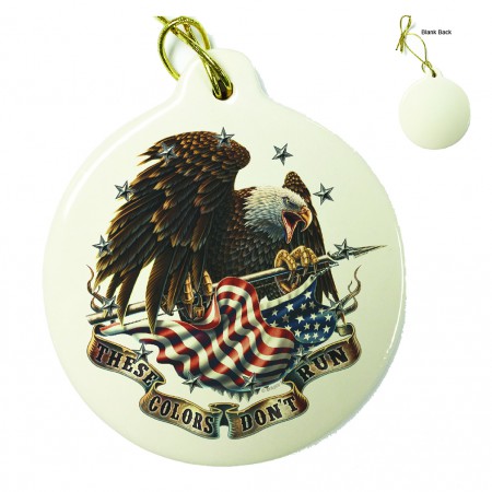 USA Patriotic These Color Don't Run Porcelain Ornament