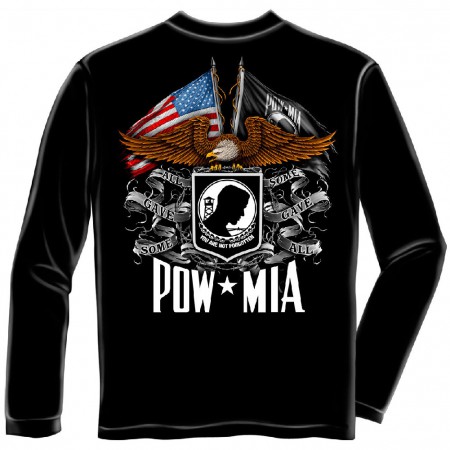POW MIA Flags Black Long Sleeve T-Shirt