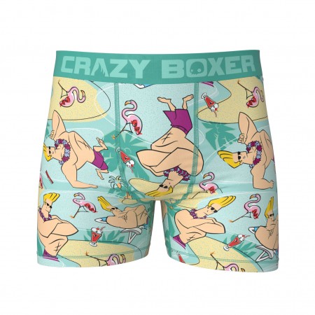 Johnny Bravo Men's Blue Tropical Crazy Boxer Briefs