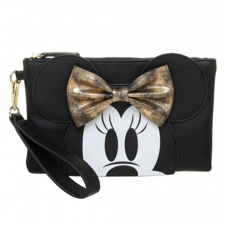 Minnie Mouse Gold Bow Clutch Wristlet Purse