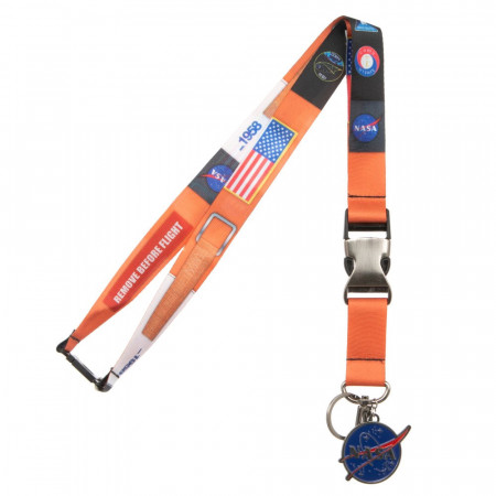 NASA Metal Charm Orange Lanyard