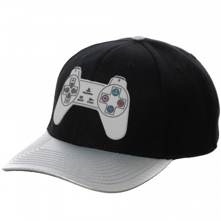 PlayStation Controller Black And Grey Adjustable Snapback Hat
