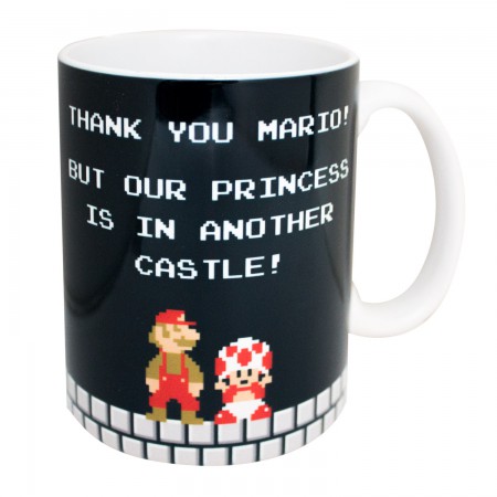 Super Mario Bros. Black Thank You Mario Ceramic Coffee Mug