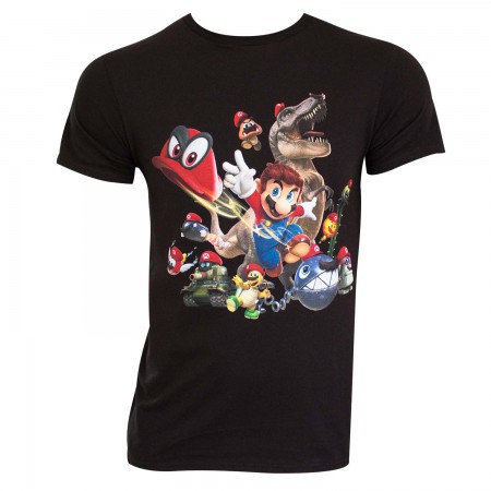 Super Mario Odyssey Men's Black Hats T-Shirt