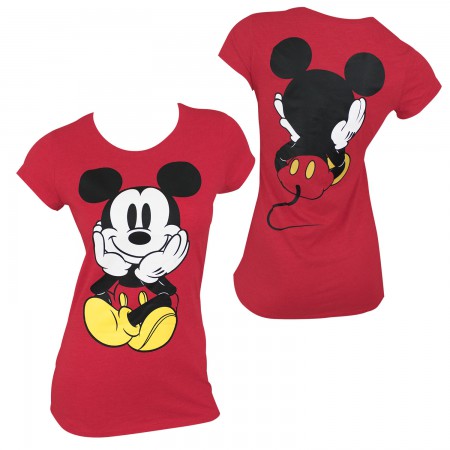Mickey Mouse Women's Red Front & Back T-Shirt