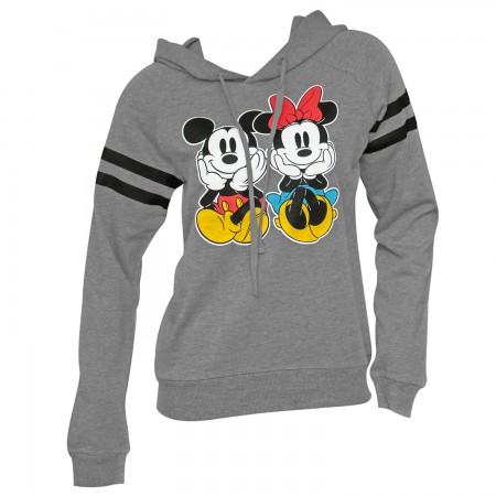 Mickey And Minnie Sitting Ladies Grey Hoodie
