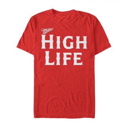 Miller High Life Beer Text Logo Men's Red T-Shirt