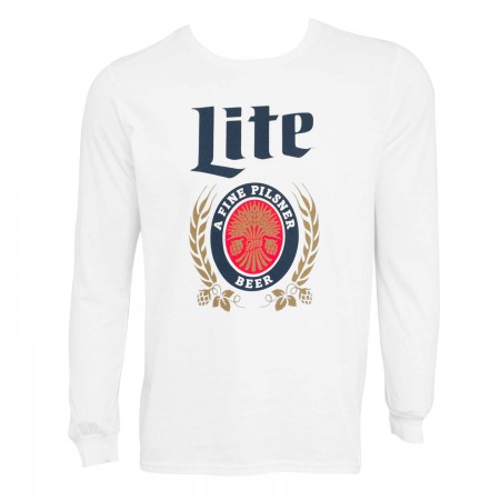 Miller Lite Logo Long Sleeve Men's White T-Shirt