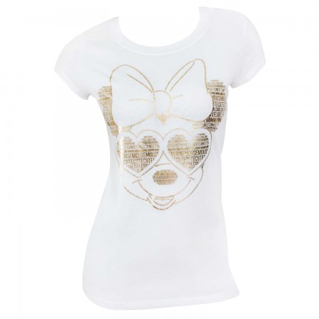 Minnie Mouse Women's White Gold Foil T-Shirt