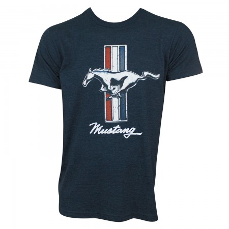 Mustang Logo Men's Navy Blue Tee Shirt