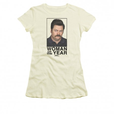 Parks & Recreation Juniors Cream Woman Of The Year T-Shirt