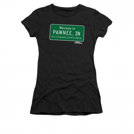 Parks & Recreation Juniors Black Welcome To Pawnee T-Shirt