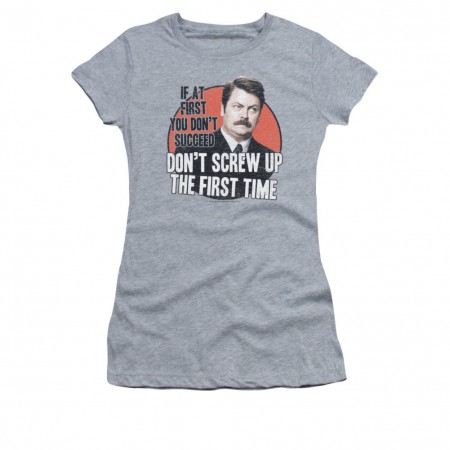 Parks & Recreation Don't Screw Up Juniors Gray T-Shirt