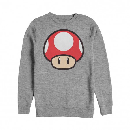 Nintendo Mario Power Up BO Crew Fleece Gray Sweatshirt