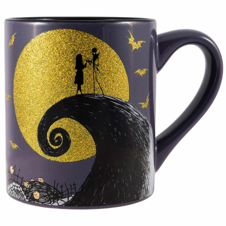 Nightmare Before Christmas Jack Sally Glitter Moon 14oz Coffee Mug