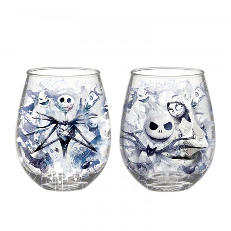 Nightmare Before Christmas Stemless 20 Ounce Wine Glass Two Piece Set