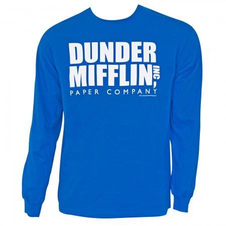 The Office Men's Blue Long Sleeve Dunder Mifflin T-Shirt