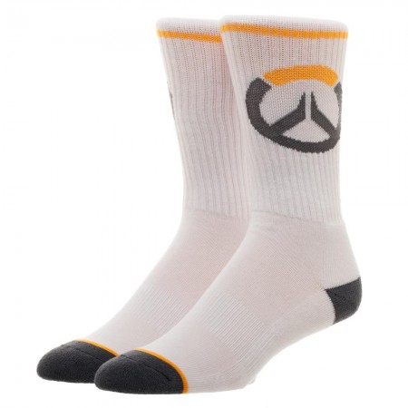 Overwatch Game Logo Men's White Crew Socks